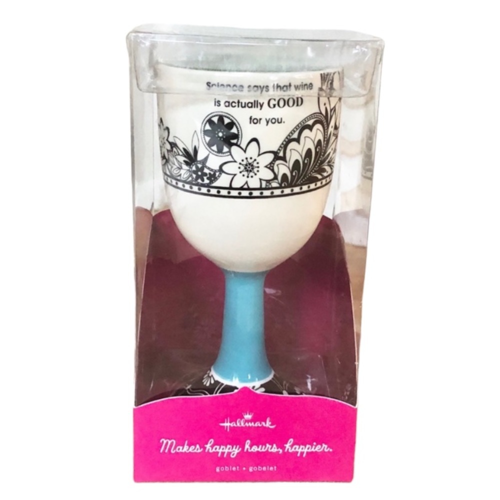 NWT Hallmark Wine Glasses with Science Says Wine is Actually Good for You